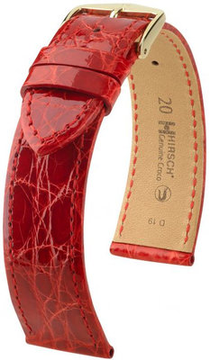 Cinturino rosso in pelle Hirsch Genuine Croco M 01808120-1 (Pelle di coccodrillo) Hirsch Selection