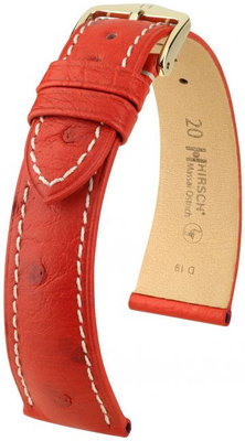 Cinturino rosso in pelle Hirsch Massai Ostrich M 04262121-1 (pelle di struzzo) Hirsch Selection