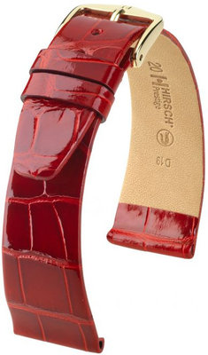 Cinturino rosso in pelle Hirsch Prestige L 02207020-1 (pelle di alligatore) Hirsch Selection