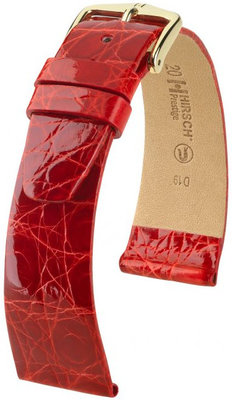 Cinturino rosso in pelle Hirsch Prestige M 02208120-1 (pelle di coccodrillo) Hirsch Selection