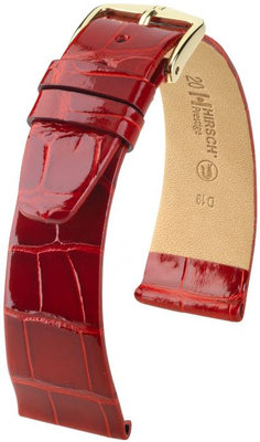 Cinturino rosso in pelle Hirsch Prestige M 02307120-1 (pelle di alligatore) Hirsch Selection
