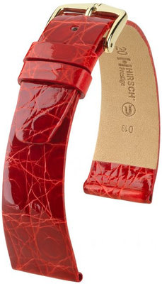Cinturino rosso in pelle Hirsch Prestige M 02308120-1 (pelle di coccodrillo) Hirsch Selection
