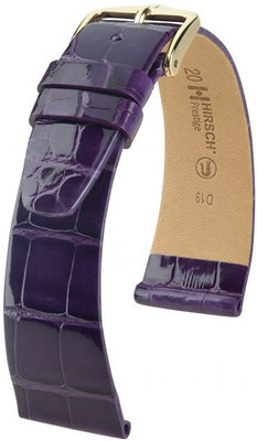 Cinturino viola in pelle Hirsch Prestige M 02307184-1 (pelle di alligatore) Hirsch Selection