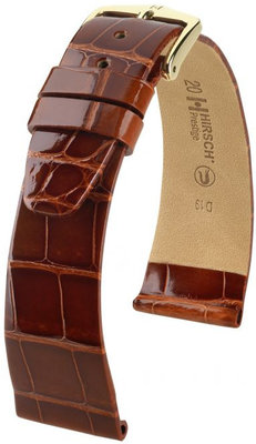 Cinturino marrone in pelle Hirsch Prestige L 02207070-1 (pelle di alligatore) Hirsch Selection