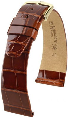 Cinturino marrone in pelle Hirsch Prestige M 02207170-1 (pelle di alligatore) Hirsch Selection