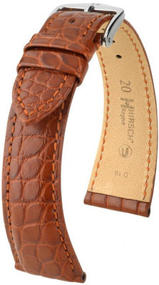 Cinturino marrone in pelle Hirsch Regent L 04107079-2 (pelle di alligatore) Hirsch Selection
