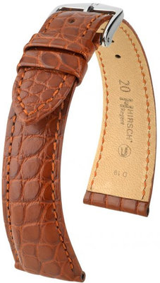 Cinturino marrone in pelle Hirsch Regent M 04107179-2 (pelle di alligatore) Hirsch Selection