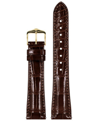 Cinturino in pelle Hirsch London L 04307010-1, marrone, pelle di alligatore, lunghezza L, Quick Release