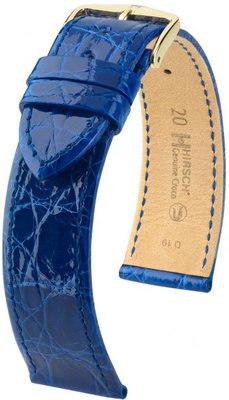 Cinturino blu in pelle Hirsch Genuine Croco L 01808085-1 (Pelle di coccodrillo) Hirsch Selection