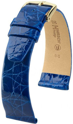 Cinturino blu in pelle Hirsch Prestige L 02208085-1 (pelle di coccodrillo) Hirsch Selection