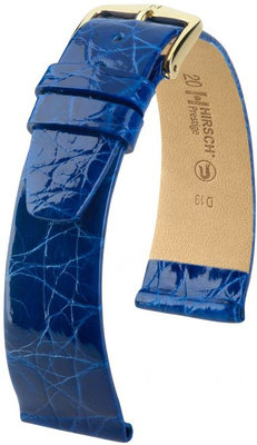 Cinturino blu in pelle Hirsch Prestige M 02208185-1 (pelle di coccodrillo) Hirsch Selection