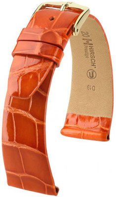 Cinturino arancione in pelle Hirsch Prestige M 02207177-1 (pelle di alligatore) Hirsch Selection