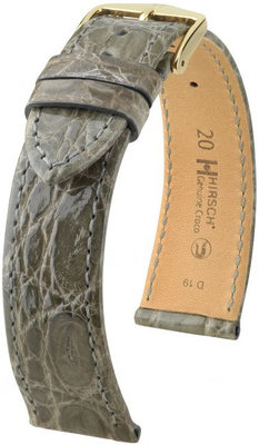 Cinturino in pelle grigio Hirsch Genuine Croco M 01808130-1 (Pelle di coccodrillo) Hirsch Selection