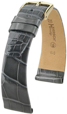 Cinturino grigio in pelle Hirsch Prestige L 02207030-1 (pelle di alligatore) Hirsch Selection