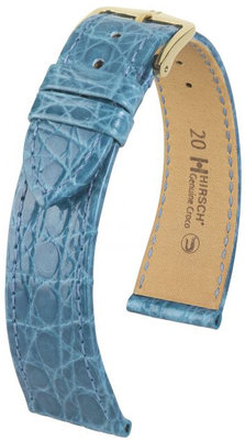 Cinturino in pelle blu chiaro Hirsch Genuine Croco M 01808183-1 (Pelle di coccodrillo) Hirsch Selection