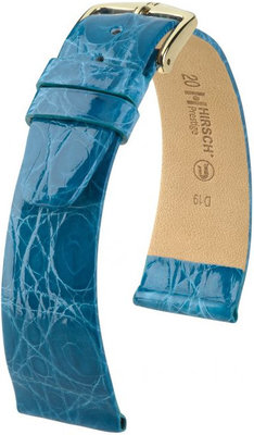 Cinturino in pelle blu chiaro Hirsch Prestige L 02208083-1 (pelle di coccodrillo) Hirsch Selection