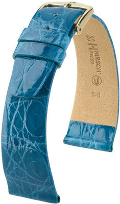 Cinturino in pelle blu chiaro Hirsch Prestige M 02208183-1 (pelle di coccodrillo) Hirsch Selection