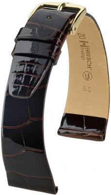 Cinturino in pelle marrone scuro Hirsch Prestige L 02207010-1 (pelle di alligatore) Hirsch Selection