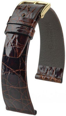 Cinturino in pelle marrone scuro Hirsch Prestige L 02208010-1 (pelle di coccodrillo)