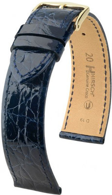 Cinturino in pelle blu scuro Hirsch Genuine Croco L 01808080-1 (Pelle di coccodrillo) Hirsch Selection