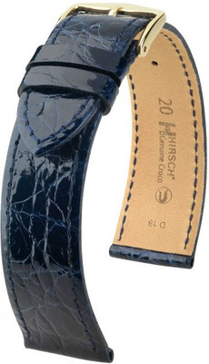 Cinturino in pelle blu scuro Hirsch Genuine Croco M 01808180-1 (Pelle di coccodrillo) Hirsch Selection