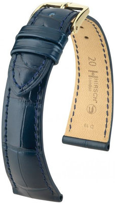 Cinturino in pelle blu scuro Hirsch London M 04207189-1 (pelle di alligatore) Hirsch Selection
