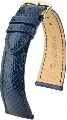 Cinturino in pelle blu scuro Hirsch London M 04266180-1 (pelle di lucertola) Hirsch Selection
