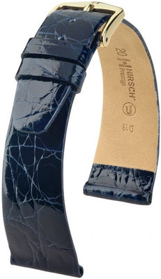 Cinturino in pelle blu scuro Hirsch Prestige M 02208180-1 (pelle di coccodrillo) Hirsch Selection