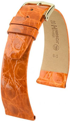 Cinturino in pelle arancione scuro Hirsch Prestige M 02208176-1 (pelle di coccodrillo) Hirsch Selection