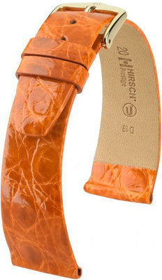 Cinturino in pelle arancione scuro Hirsch Prestige M 02308176-1 (pelle di coccodrillo) Hirsch Selection