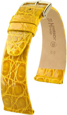 Cinturino giallo in pelle Hirsch Prestige M 02208172-1 (pelle di coccodrillo) Hirsch Selection