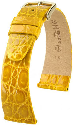 Cinturino giallo in pelle Hirsch Prestige M 02308172-1 (pelle di coccodrillo) Hirsch Selection