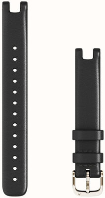 Cinturino Garmin Lily, in pelle, nero, fibbia argento, lungo