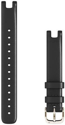 Cinturino Garmin Lily, in pelle, nero, fibbia argento