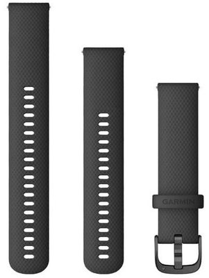 Cinturino Garmin Quick Release 20mm, in silicone, nero, fibbia scura (Venu, Venu Sq, Venu 2 plus, ecc.) + parte estesa