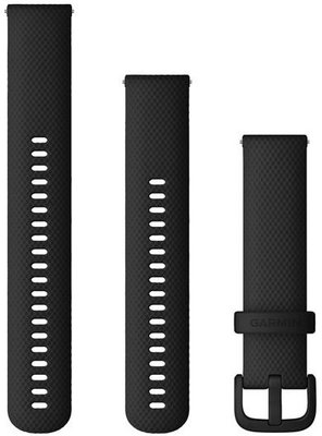 Cinturino Garmin Quick Release 20mm, in silicone, nero, fibbia nera (Venu, Venu Sq, Venu 2 plus, ecc.) + parte estesa