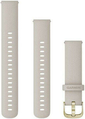 Cinturino Garmin Quick Release 18mm, in silicone, beige, fibbia oro (Venu 2S, Vívoactive 4S, Vívomove 3S)