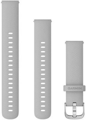 Cinturino Garmin Quick Release 18mm, in silicone, grigio chiaro, fibbia argento (Venu 2S, Vívoactive 4S, Vívomove 3S) + prolunga