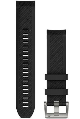 Cinturino Garmin QuickFit 22mm, in silicone, nero, fibbia argento (Fenix 7/6/5, Epix 2, MARQ, ecc.)