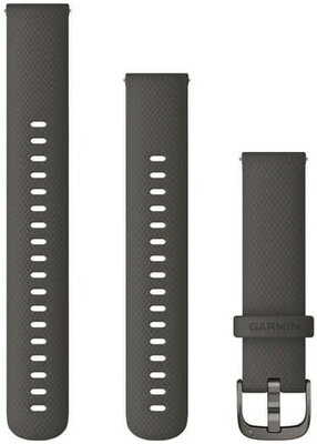 Cinturino Garmin Quick Release 18mm, in silicone, grigio grafite, fibbia grigia (Venu 2S, Vívoactive 4S, Vívomove 3S)