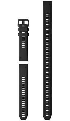 Cinturino Garmin QuickFit 20mm, in silicone, nero, fibbia nera (Fenix 7S/6S/5S) set di 3