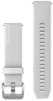 Cinturino Garmin Quick Release 20mm, in silicone, bianco, fibbia argento (Venu Sq, Venu 2 plus, ecc.)