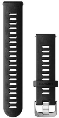Cinturino Garmin Quick Release 20mm, in silicone, nero, fibbia argento (Venu, Venu Sq, Venu 2 plus, ecc.)