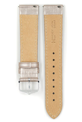 cinturino in pelle Hirsch Duke Metallic M 01027130-2, grigio, vitello, lunghezza M, Quick Release