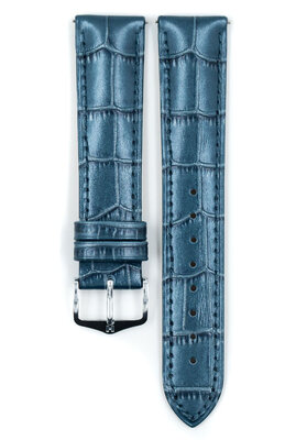 cinturino in pelle Hirsch Duke Metallic M 01027180-2, blu, vitello, lunghezza M, Quick Release