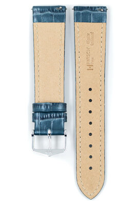 cinturino in pelle Hirsch Duke Metallic M 01027180-2, blu, vitello, lunghezza M, Quick Release