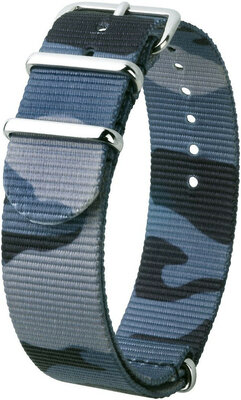 Cinturino blu mimetico in tessuto Hirsch Rush L 40406038-2 (Nylon)