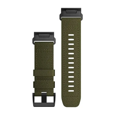 cinturino in nylon Garmin 26mm (per Garmin Fenix 8/7X/6X (51mm), Tactix ecc.), verde, QuickFit, 010-13010-10