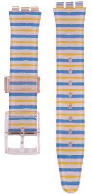 Cinturino da donna in plastica bianco con motivo colorato C4 per orologi Swatch 17mm
