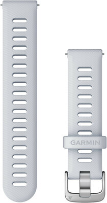 Cinturino Garmin Quick Release 18mm, in silicone, bianco, fibbia argento opaco (Venu 2S, Vívoactive 4S, Vívomove 3S)